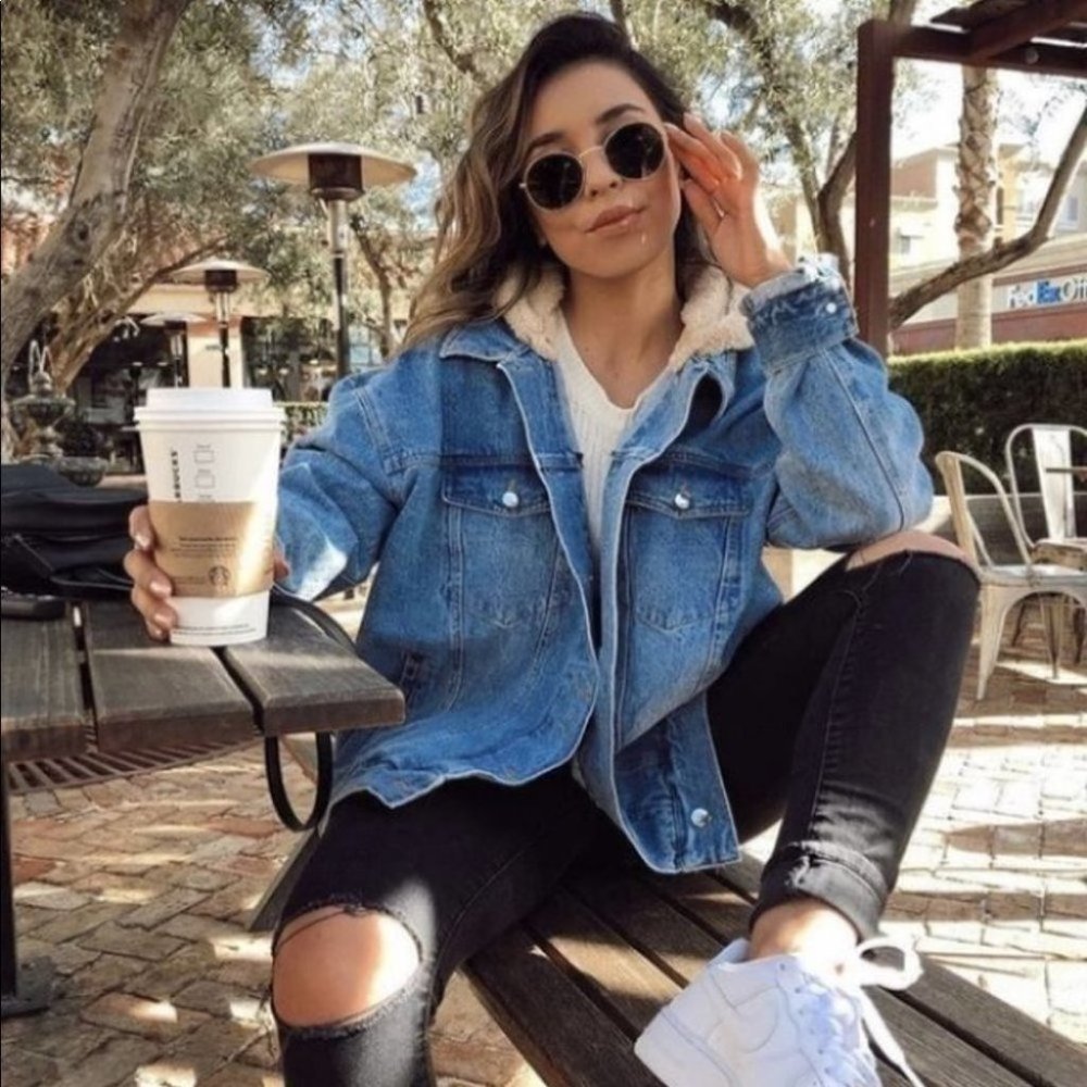 TRUE IMG Denim Jacket with Teddy Hoodie